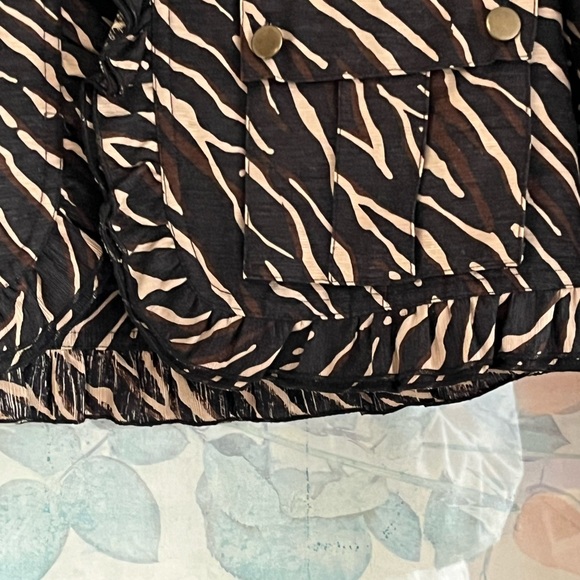 Silkland 100% Silk Animal Print Ruffle Edge Jacket MP - Picture 8 of 11
